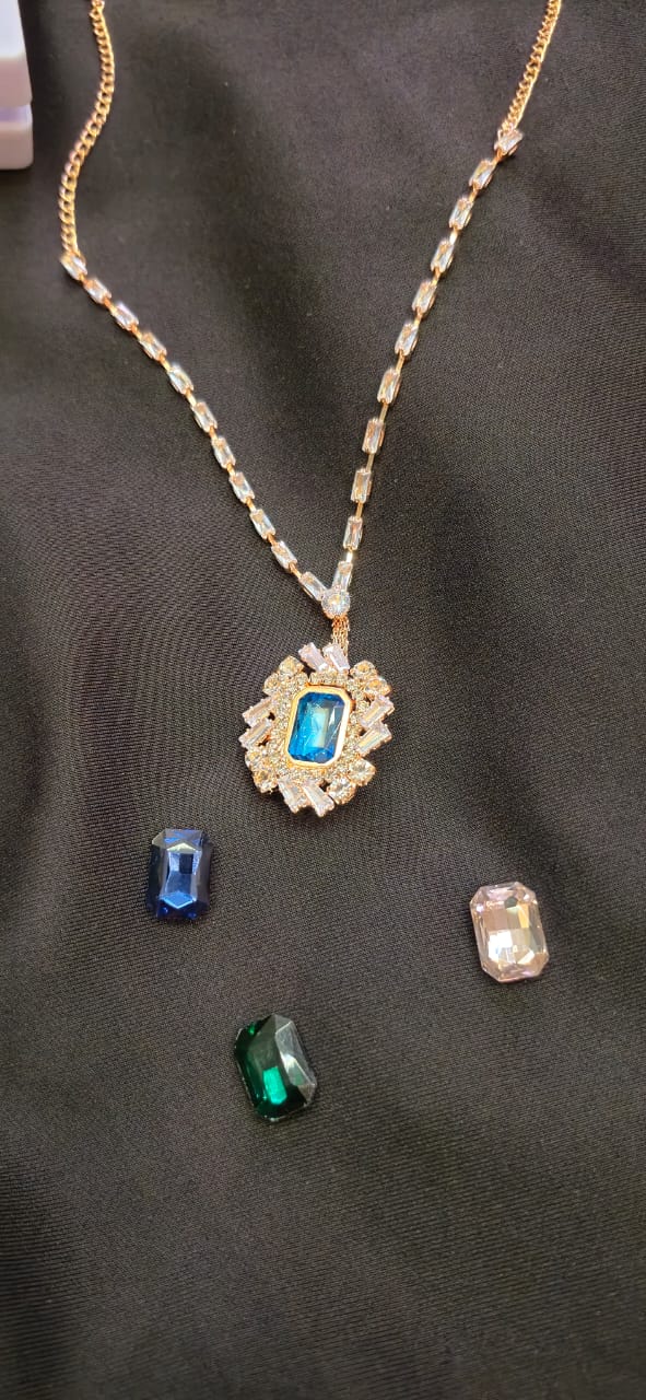 Must have Diamond necklace with four colored replaceable center stones