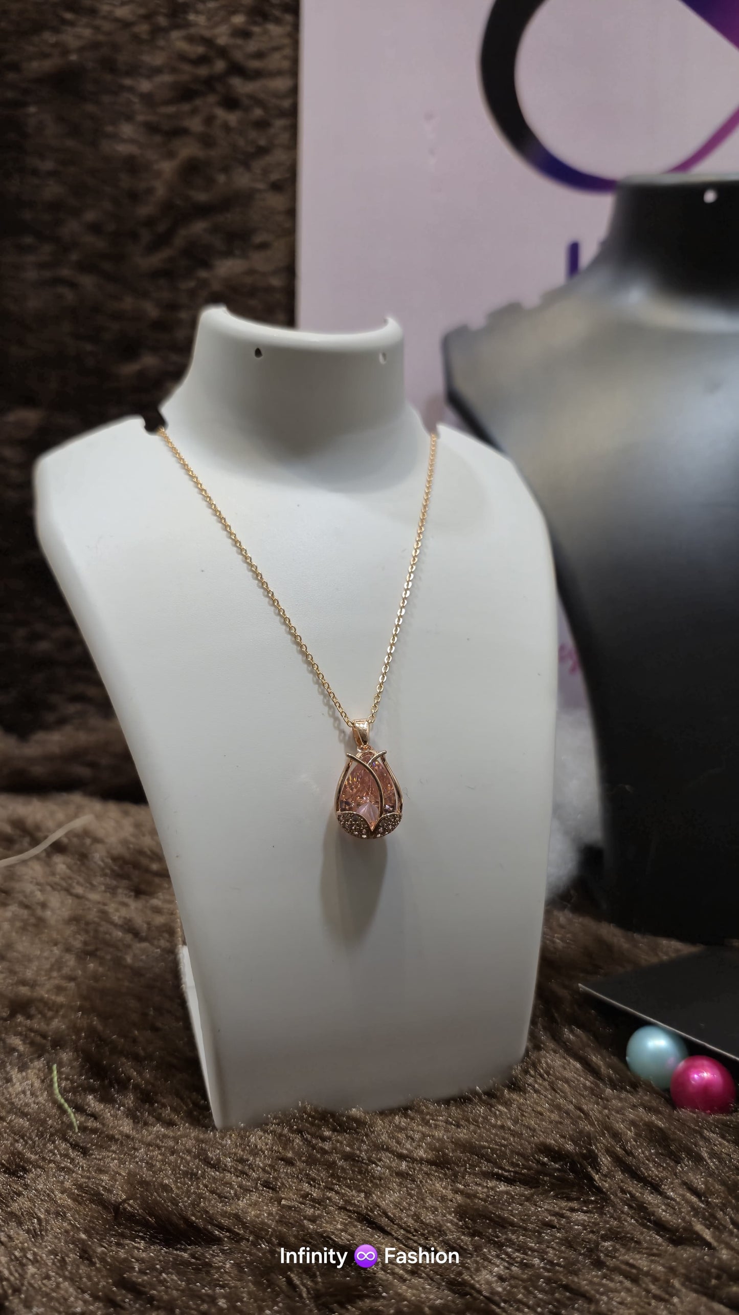 Lotus pendant with chain_anti tarnish