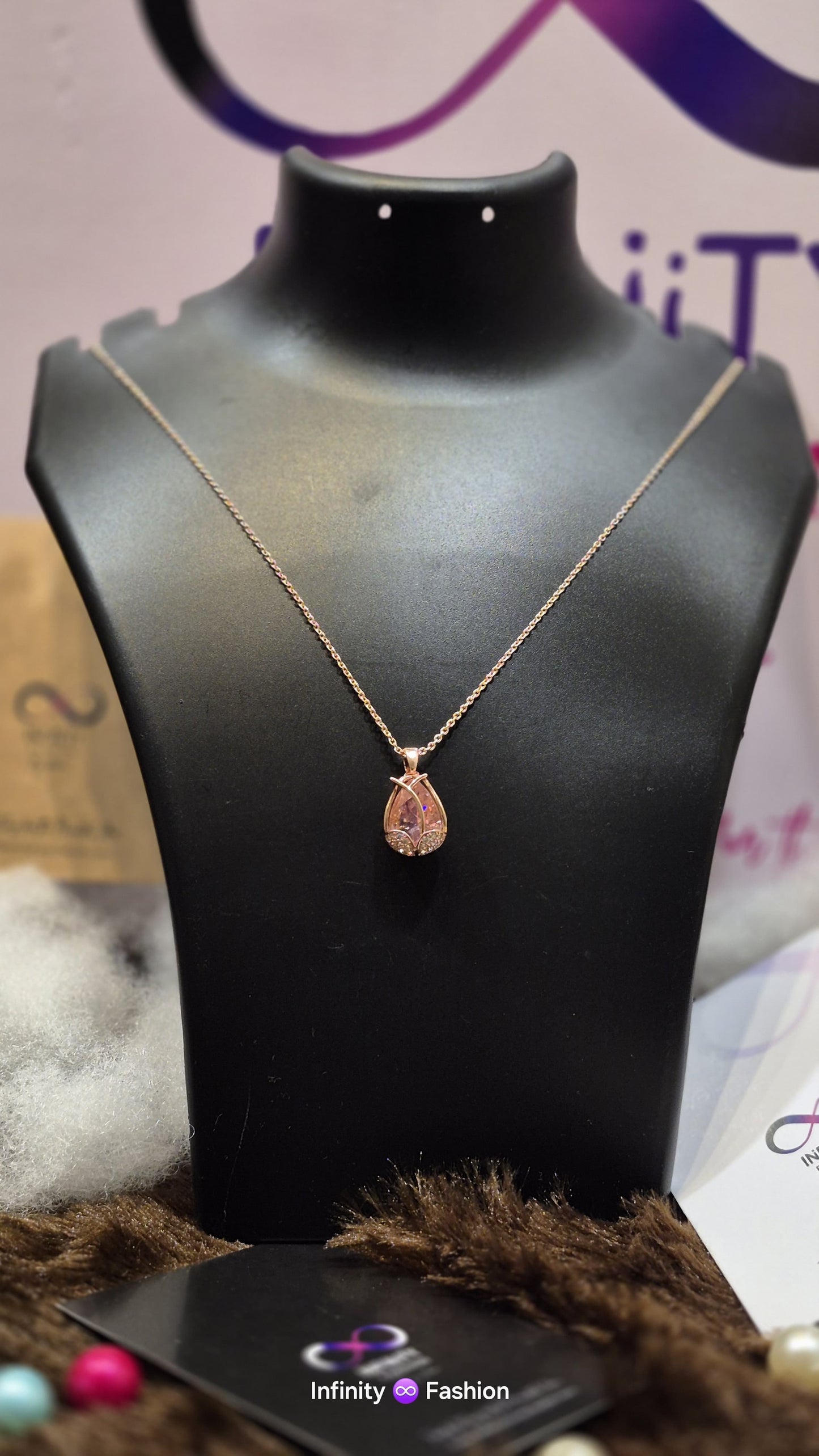 Lotus pendant with chain_anti tarnish