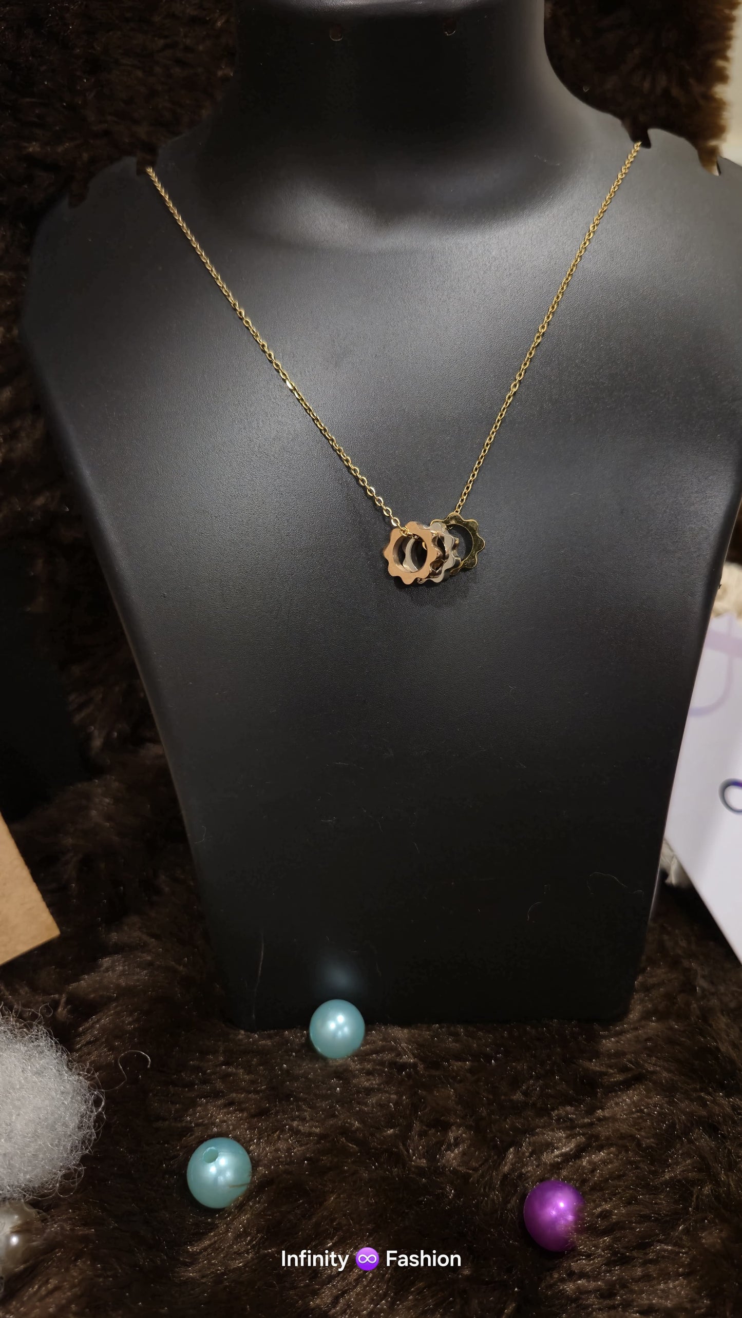 Chainwheel rings multicolor pendant with chain_ anti tarniah_ statement chain