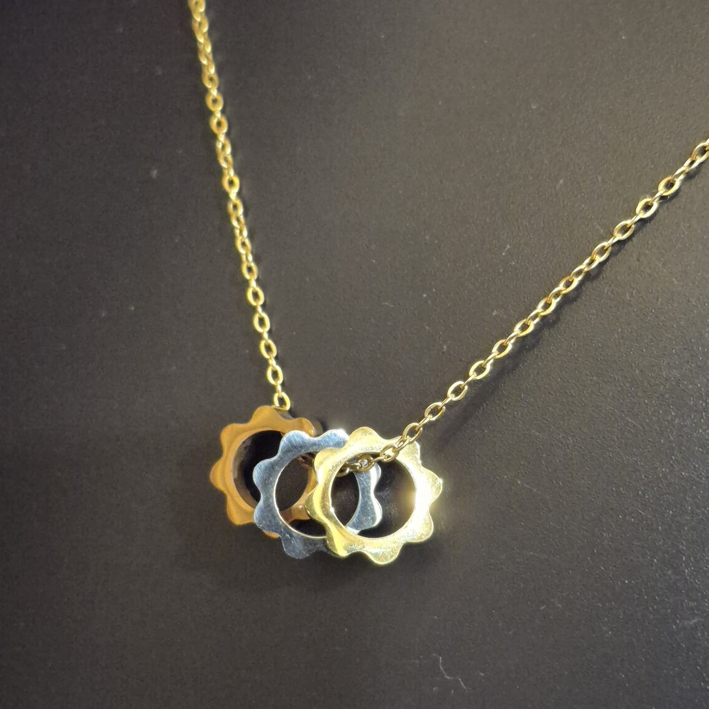 Chainwheel rings multicolor pendant with chain_ anti tarniah_ statement chain