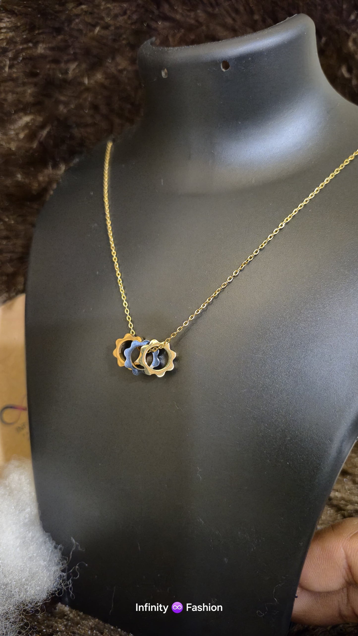 Chainwheel rings multicolor pendant with chain_ anti tarniah_ statement chain