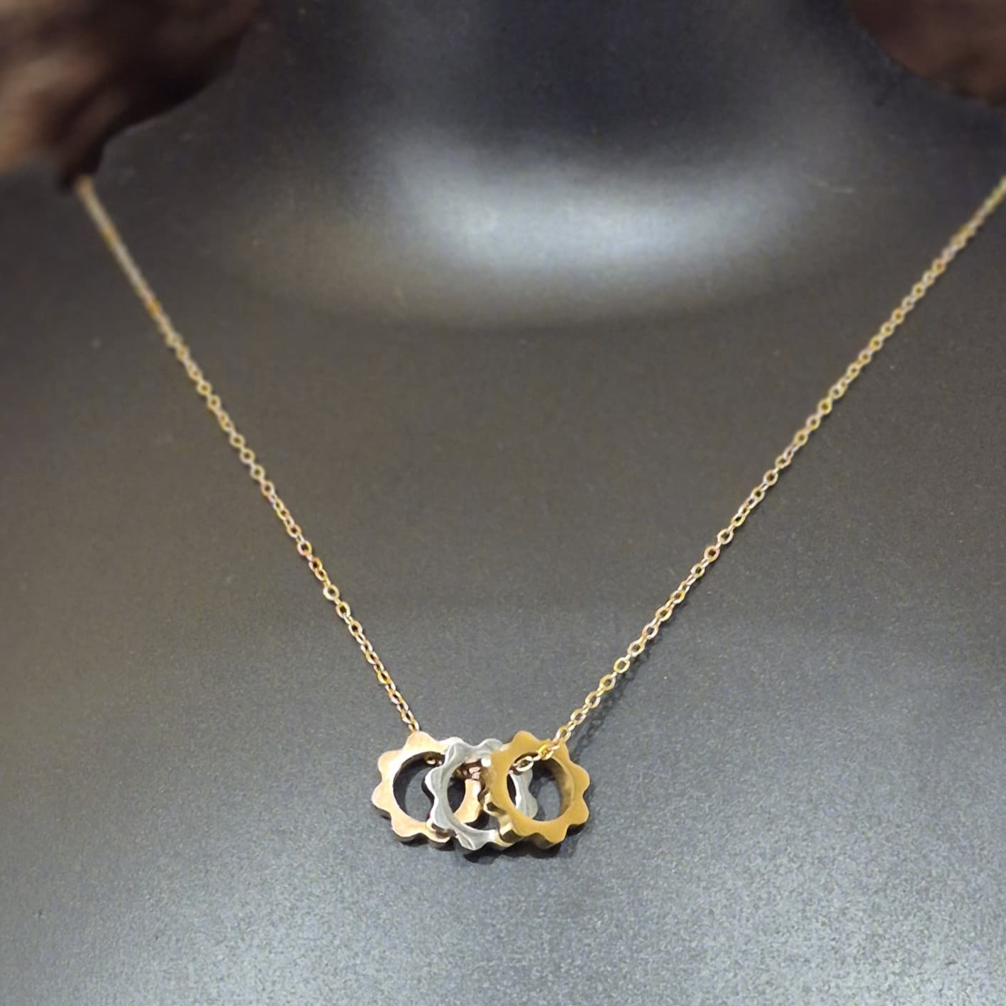 Chainwheel rings multicolor pendant with chain_ anti tarniah_ statement chain