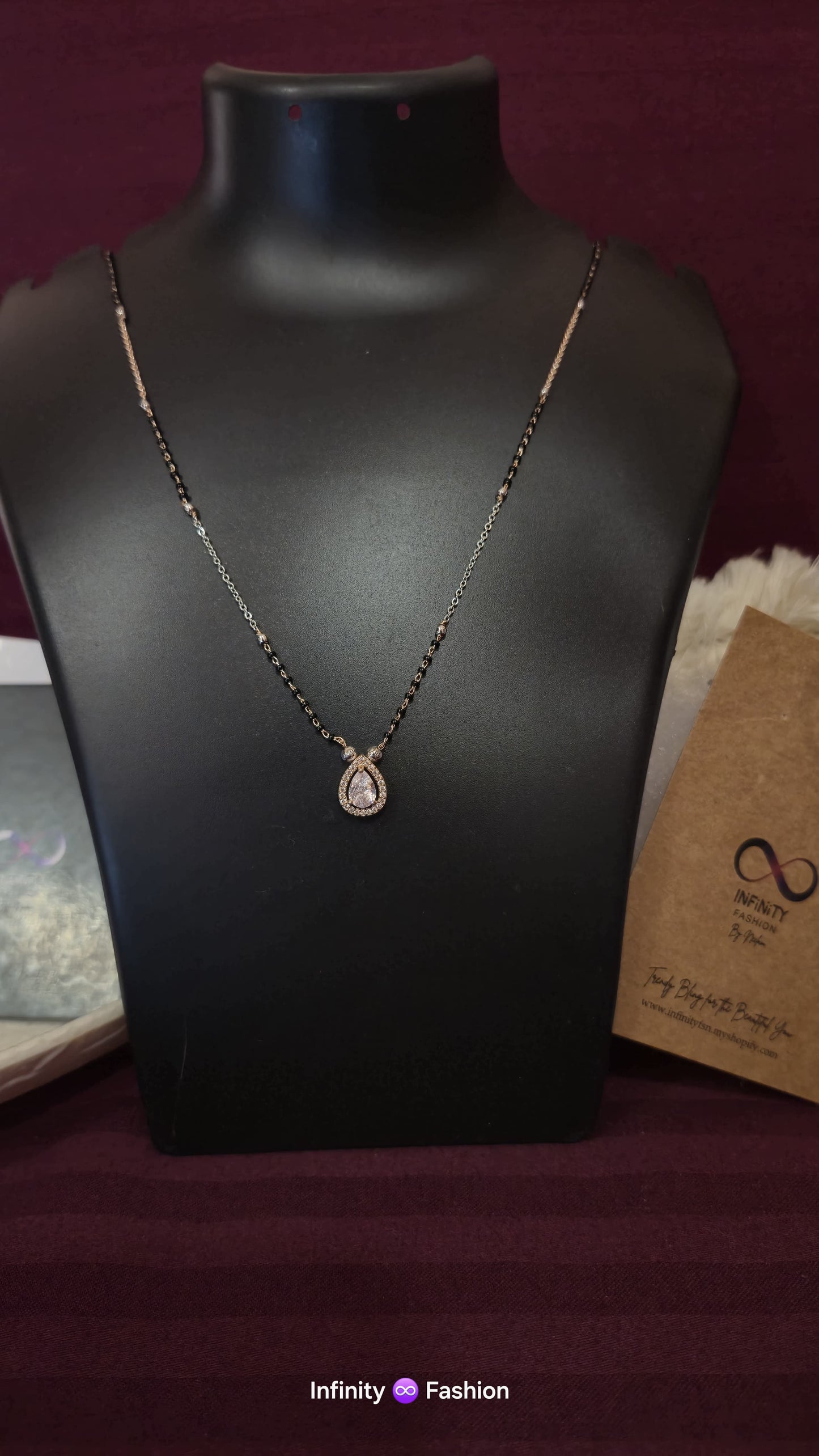 Mangalsutra A.D studded tear drop pendant_ statement jewellery_ anti tarnish