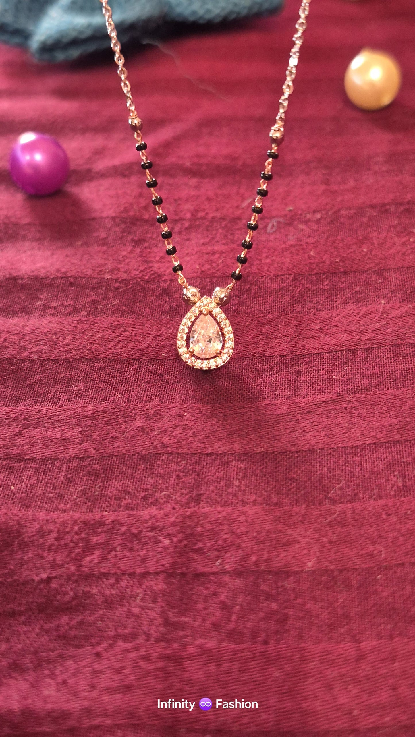 Mangalsutra A.D studded tear drop pendant_ statement jewellery_ anti tarnish