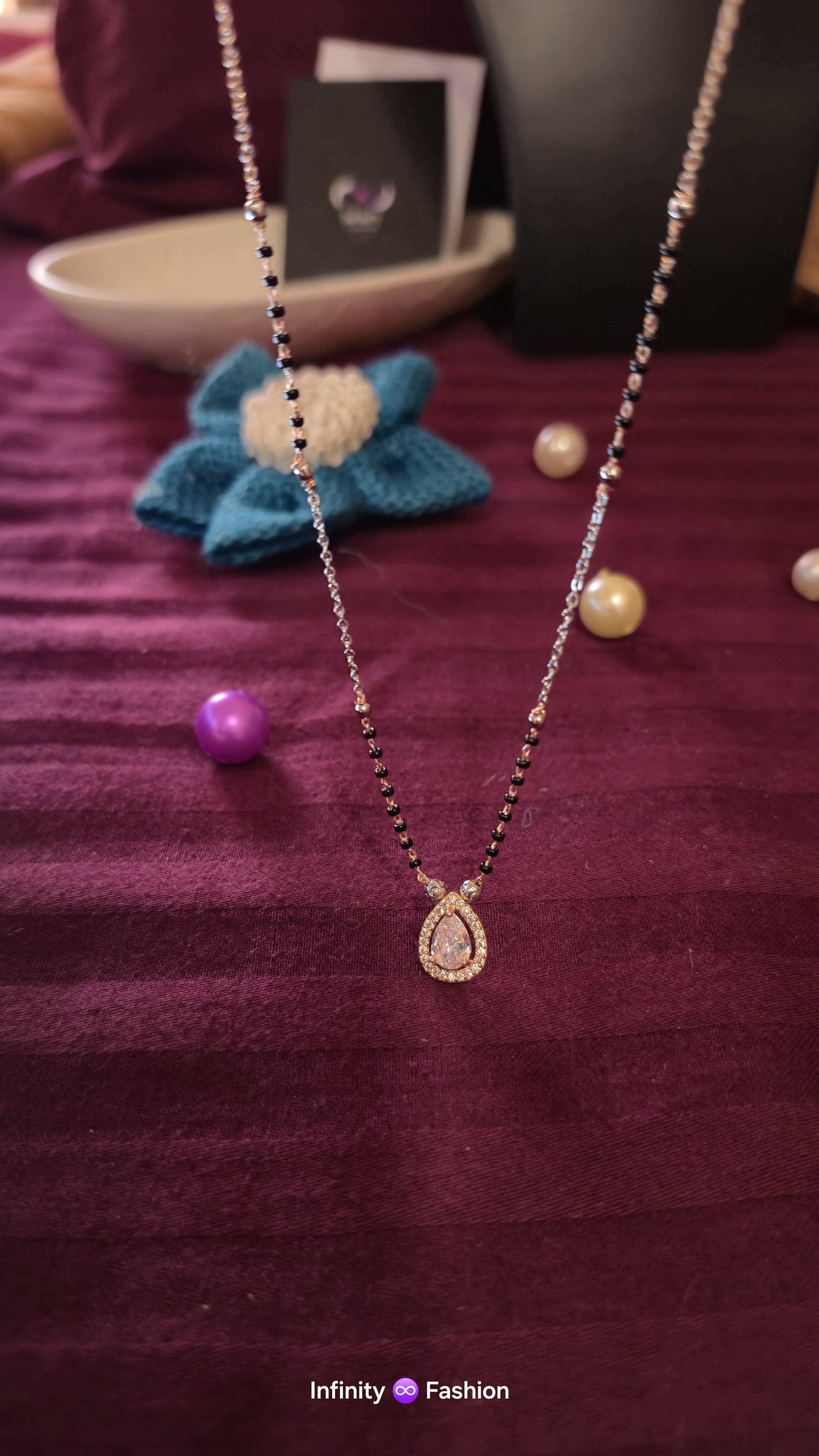 Mangalsutra A.D studded tear drop pendant_ statement jewellery_ anti tarnish