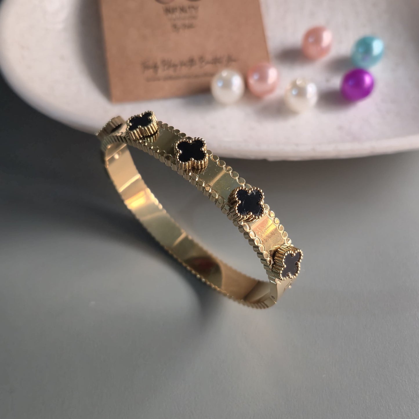 Solid broad wrist band golden with black engraving_ anti tarnish daily wear high quality kada
