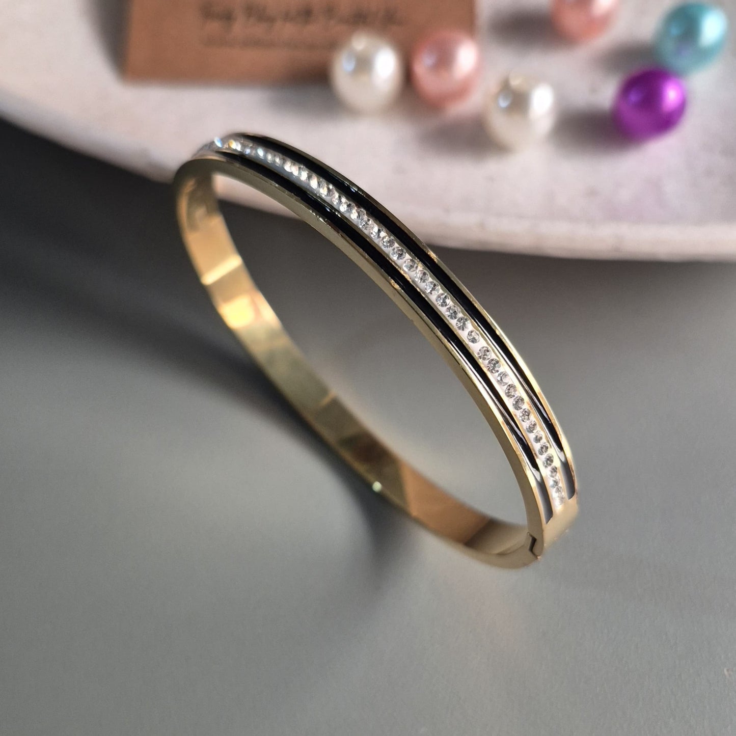 Golden sleek band A.D engraved_ anti tarnish daily wear high quality kada