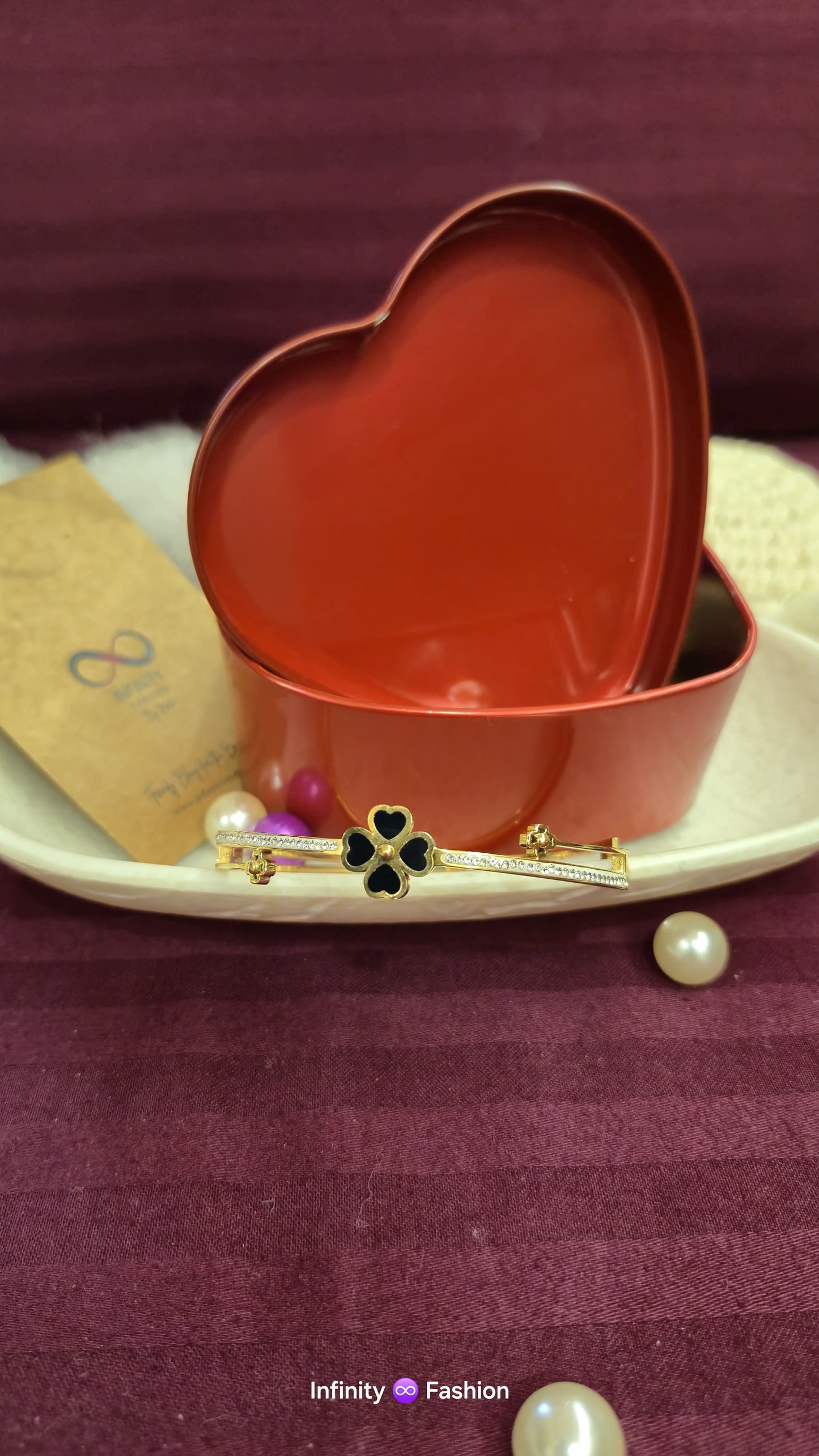 Golden A.D wrist band black flower_ anti tarnish daily wear high quality kada