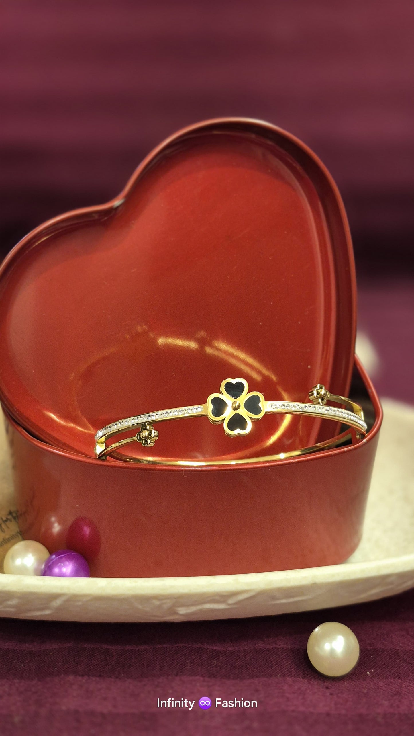 Golden A.D wrist band black flower_ anti tarnish daily wear high quality kada