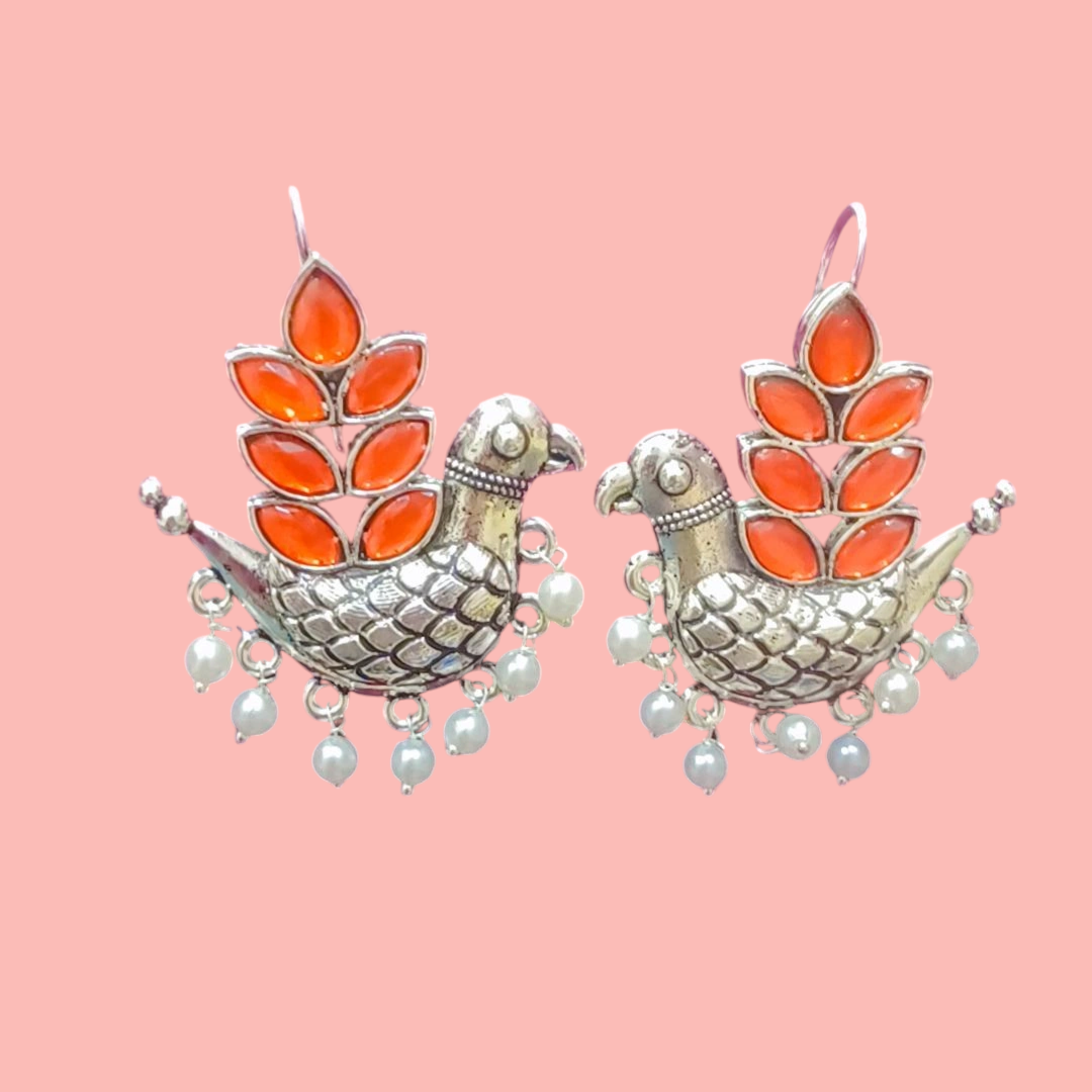 Sturdy Birdy Ear Hangings - Fresh Orange