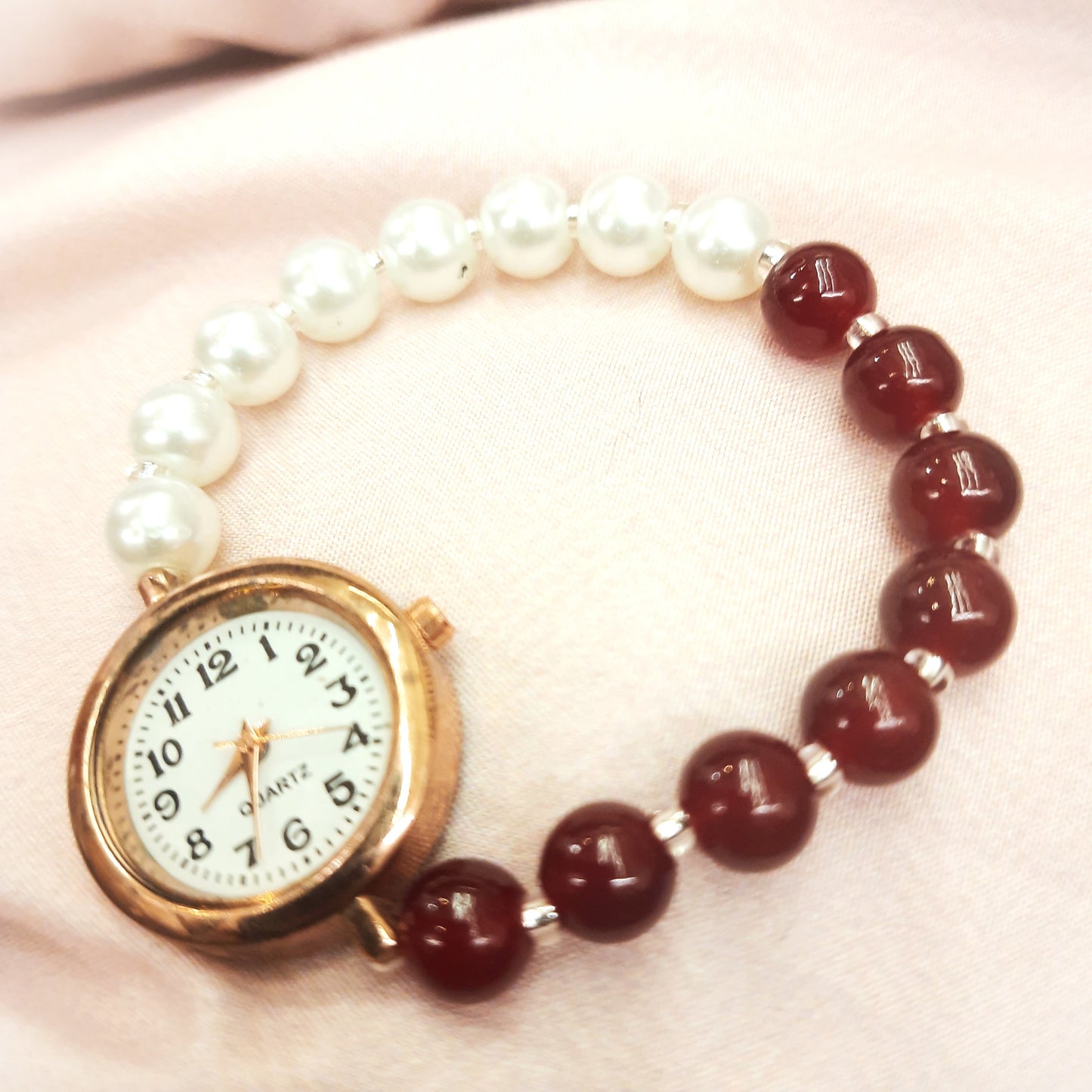 Luxury Beads Infinity Bracelet - Wine Red