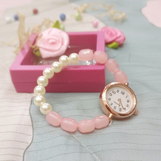 Luxury Beads Infinity Bracelet  - Rose Pink