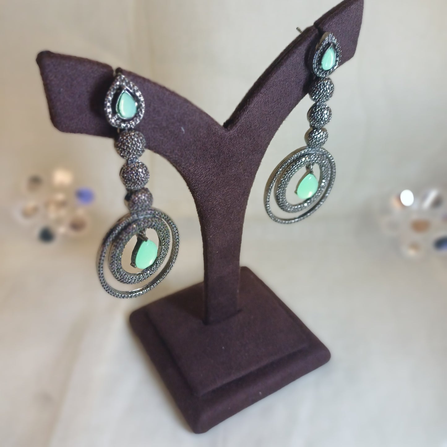 Diamond Diva pastel Green earlobes