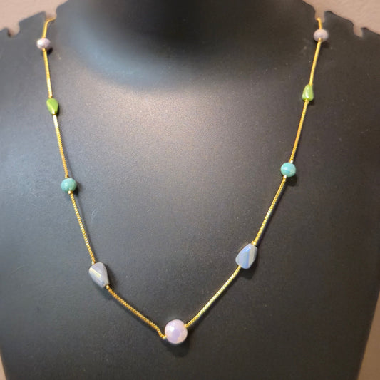 Stone chain for neck multicolor