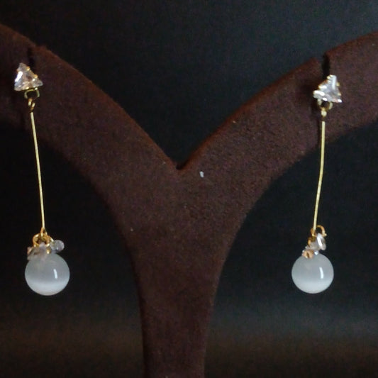 Elegant Silver & Pearl Ear hangings - Premium