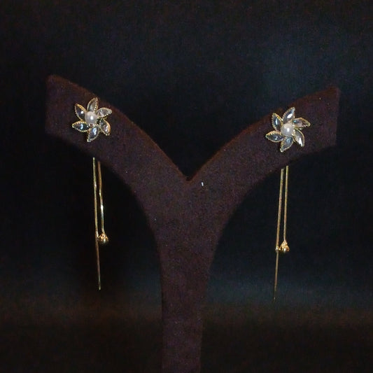 Premium Party Earring - AD Flower with Hangings