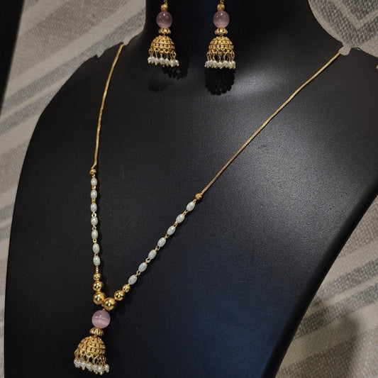 Princess necklace with jumki pendant and matching jumkas