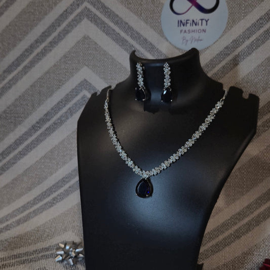 Starry Sparke With Blue Sapphire - Diamond set- American Diamond