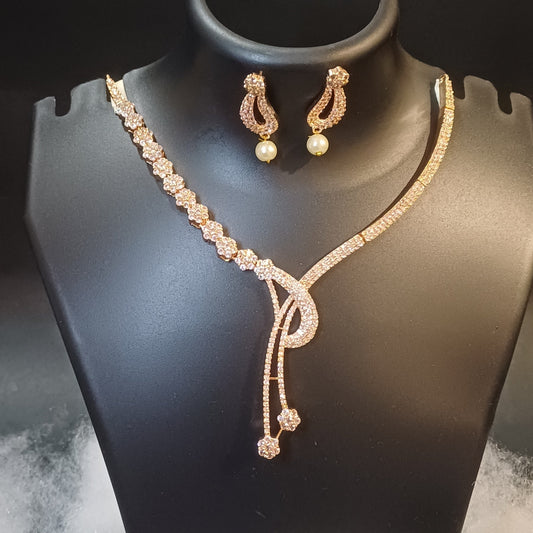 Rose gold statement necklace unique design with earrings