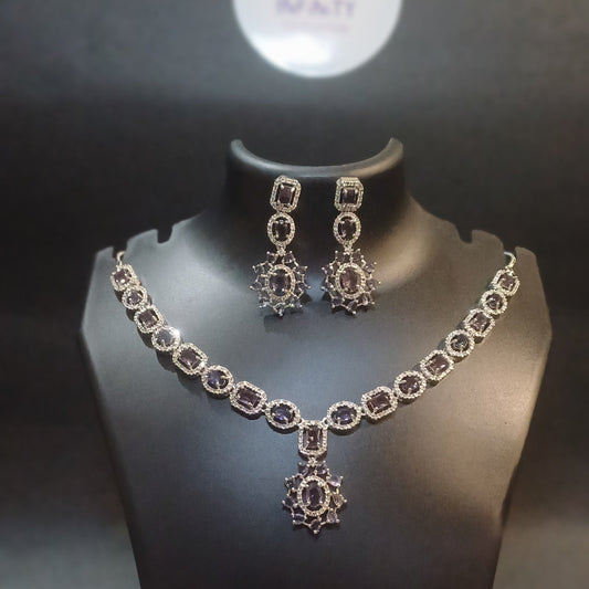 Iris stoned diamond necklace with designer earrings and mang tika