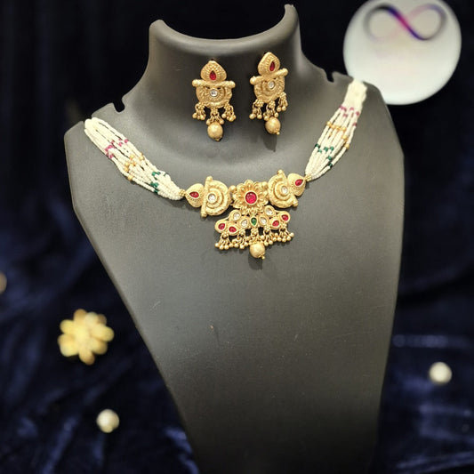 Heritage Inspired Design Premium Pearl Necklace with Jumkas 5