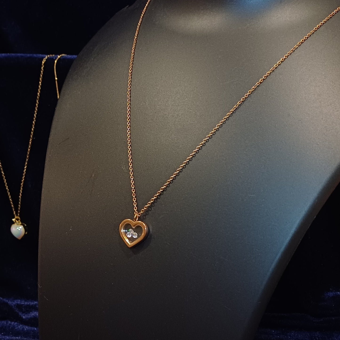 Real Heart diamond studded gold pendant and chain_anti tarnish
