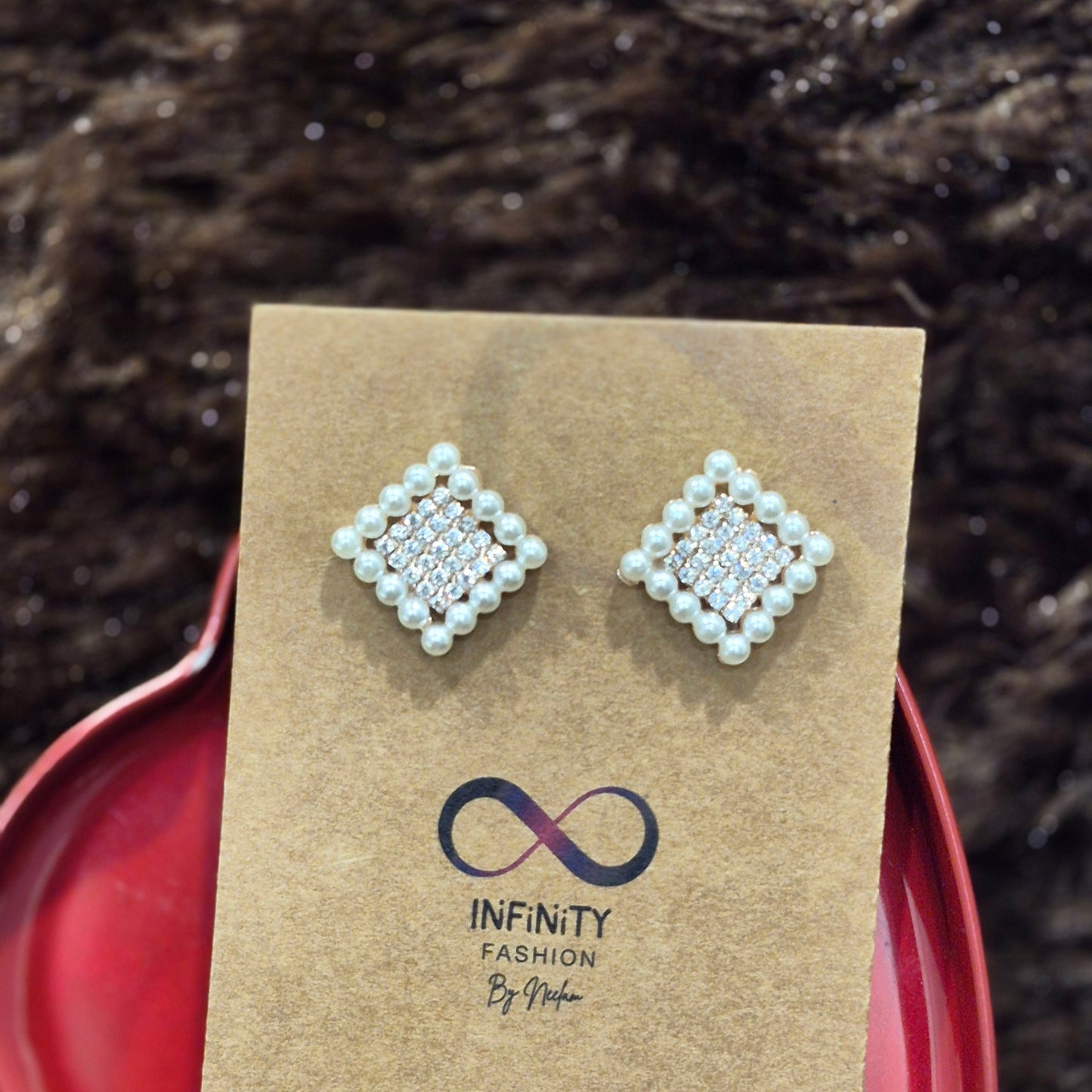 Ear tops with Pearls and diamonds in square_ A.D _daily wear
