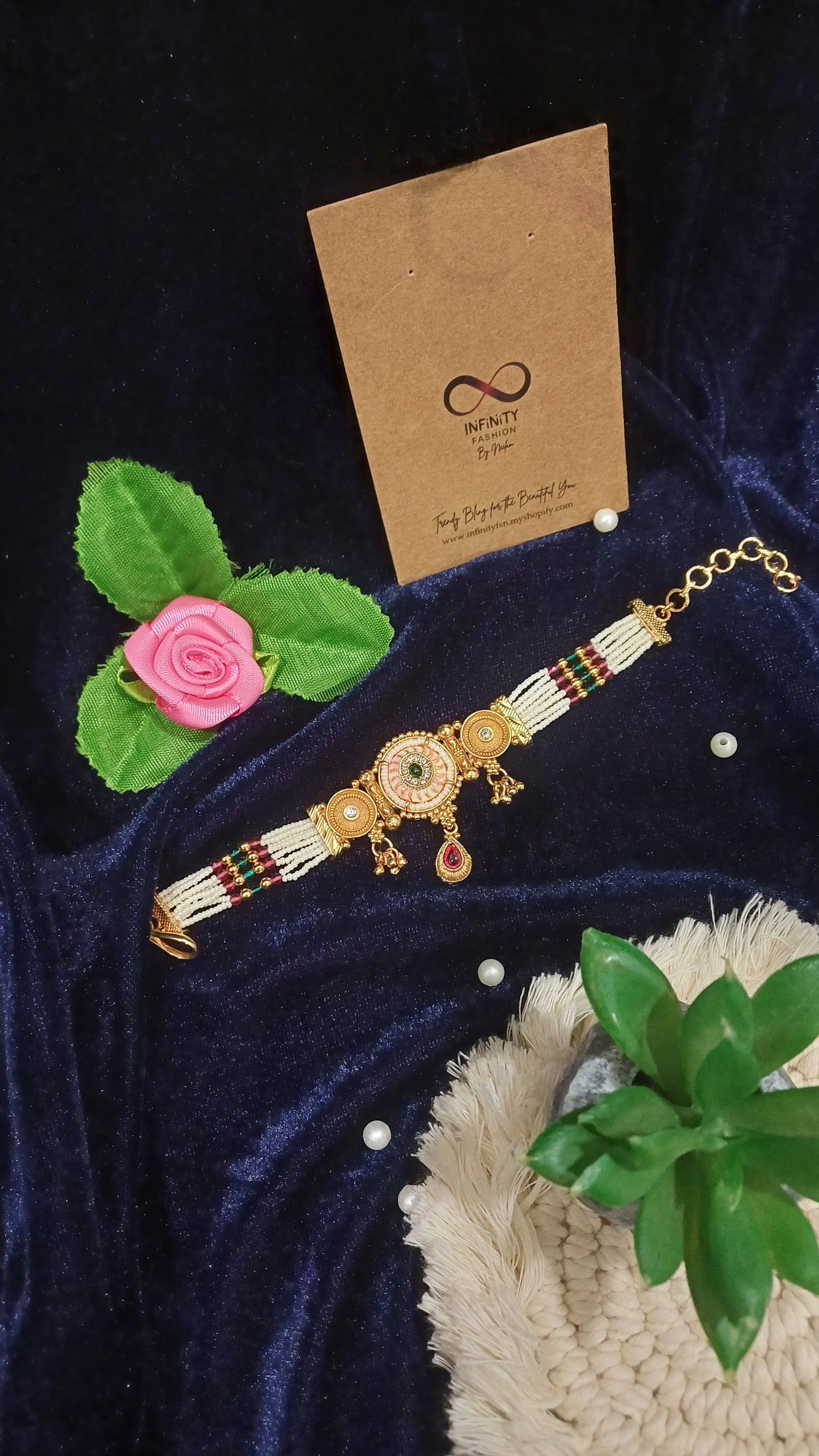 Gold bracelet with hangings pearl multistrands loose traditional bracelet_ designer