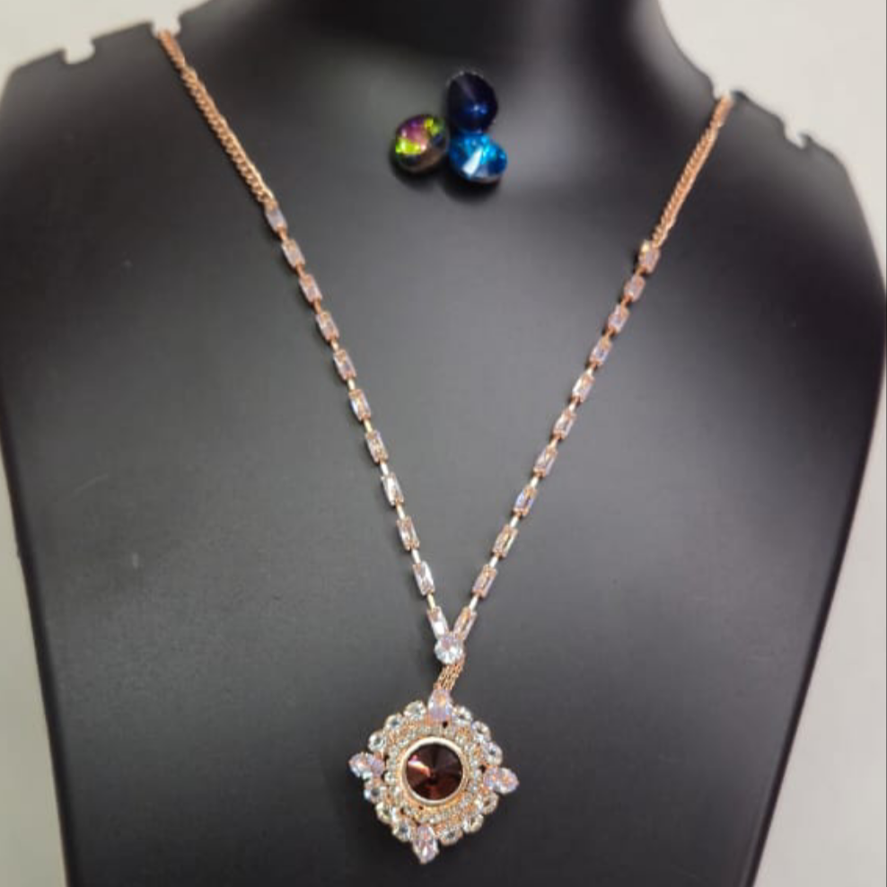 Must have Diamond necklace with four colored changeable center stones_variant 2