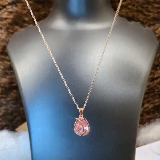 Lotus pendant with chain_anti tarnish