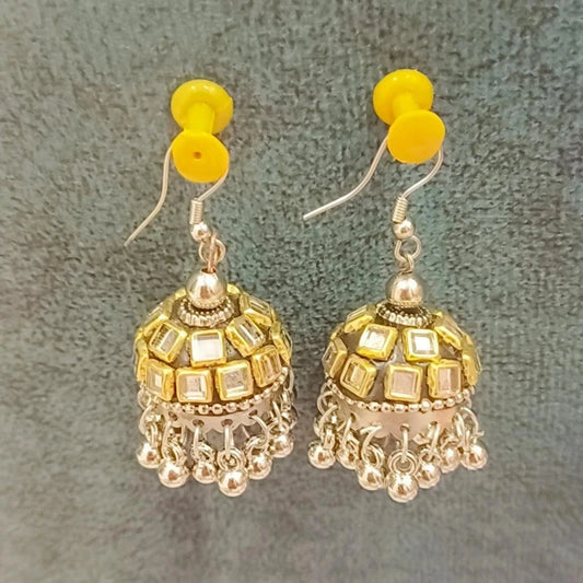 Golden mirror mushroom top jhumkas