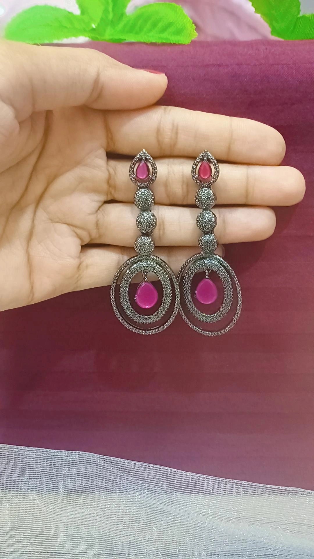 Diamond Diva hot Pink earlobes