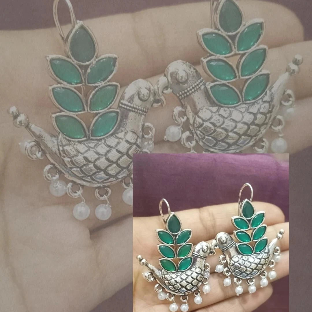 Sturdy Birdy Ear Hangings - Stunning Green