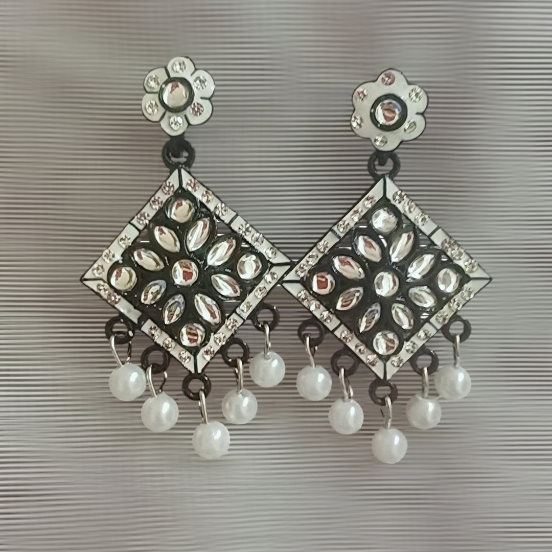 Black and white daily wear Earrings 2