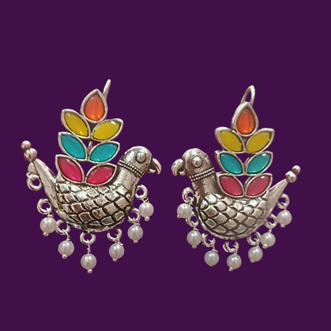 Sturdy Birdy Ear Hangings - Multi Color