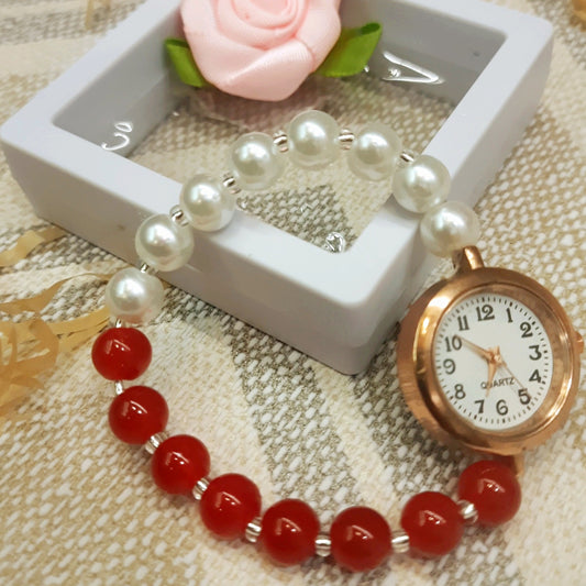 Luxury Beads Infinity Bracelet - Red