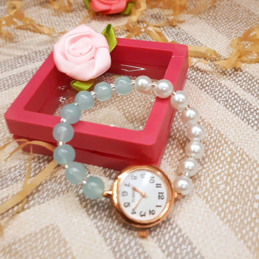 Luxury Beads Infinity Bracelet  -Sky Blue