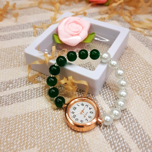 Luxury Beads Infinity Bracelet - Forest Green