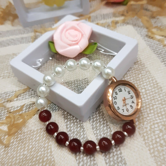Luxury Beads Infinity Bracelet - Wine Red